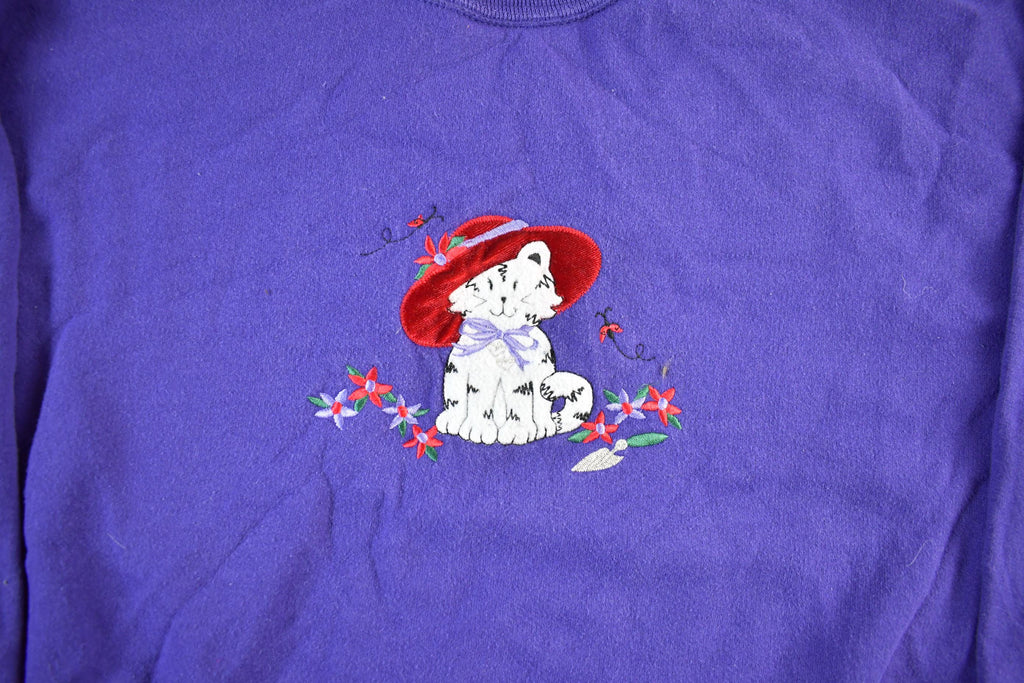 Vintage 1990s Cat Cute Grandma Crewneck Sweater Women's 2X