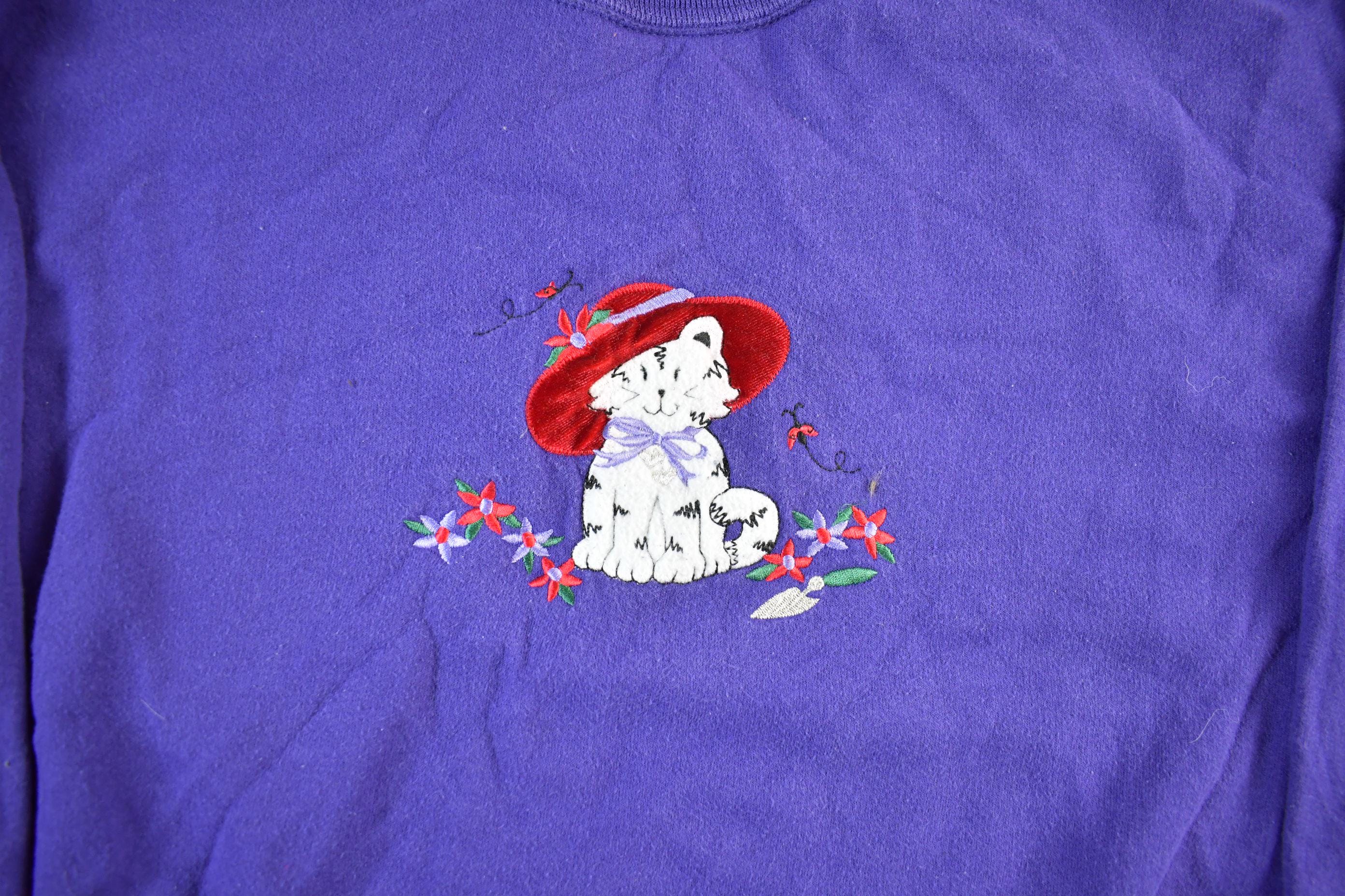 Vintage 1990s Cat Cute Grandma Crewneck Sweater Women's 2X