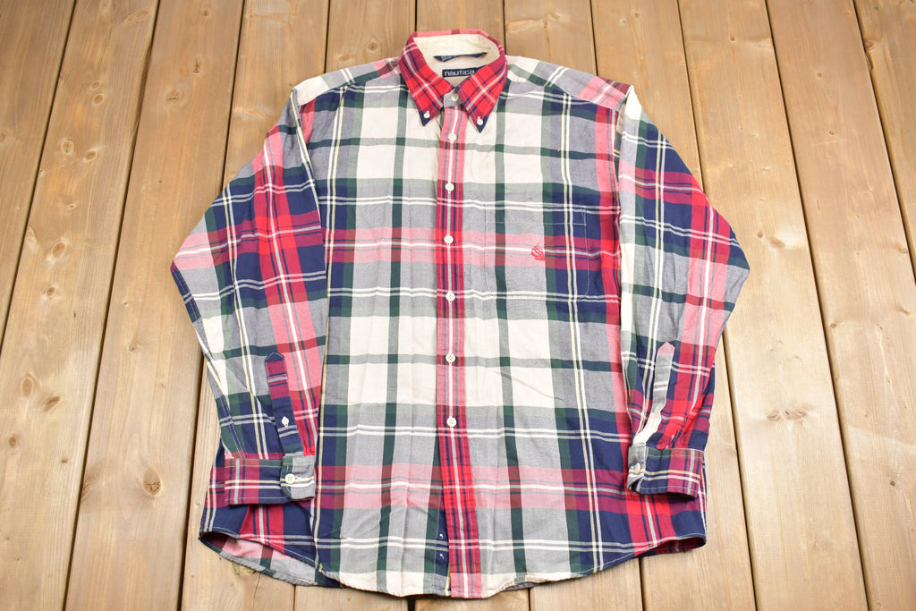 Vintage 1980s Nautica Plaid Button Up Shirt