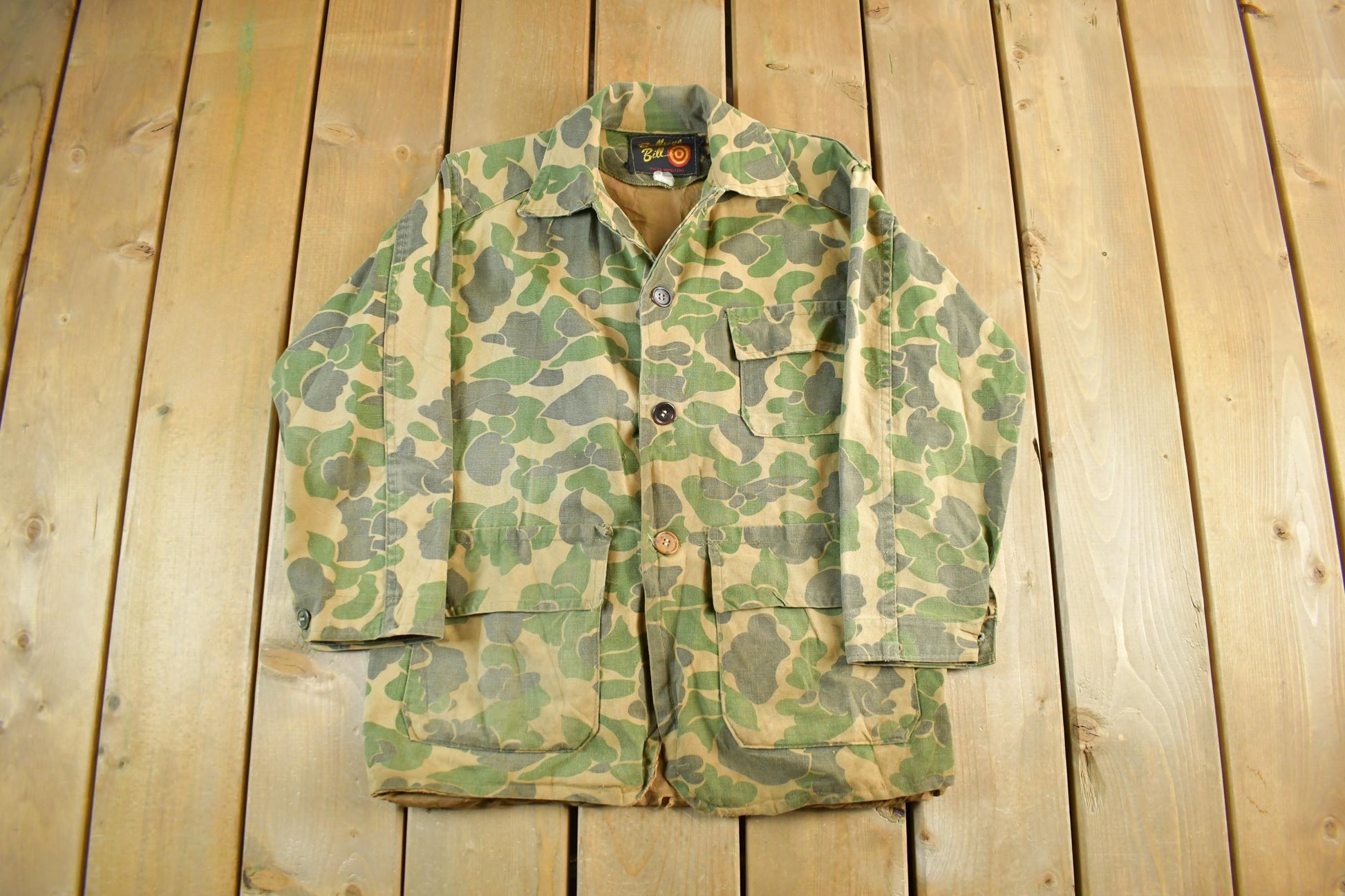 Vintage 1960s Bullseye Bill Duck Camo Canvas Hunting Jacket Men's Small  Vintage Chore Coat  Outdoors  Vintage Workwear  True Vintage