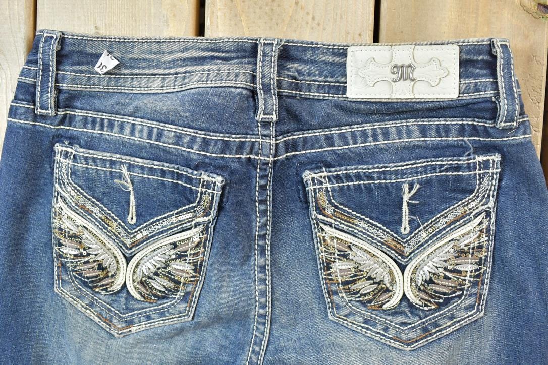 Vintage Y2K Miss Me Bedazzled Low Rise Jeans Size 30x31