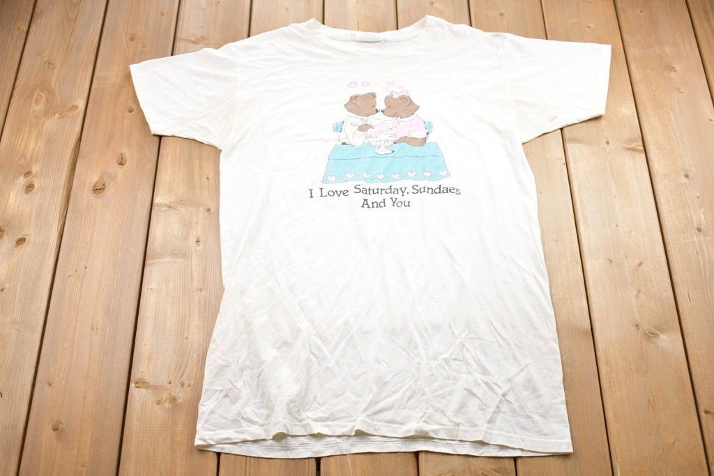 Vintage 1990s I Love Saturdays Sundaes And You Graphic T-Shirt