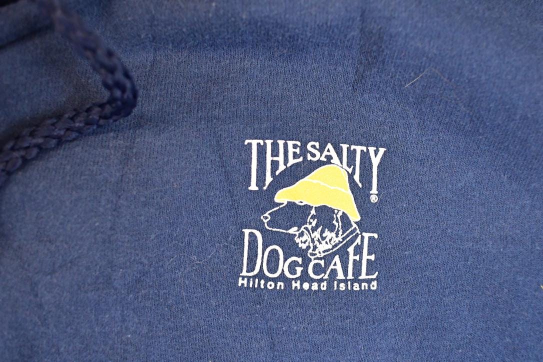 Vintage 1990s The Salty Dog Cafe Graphic Print Hoodie Sweatshirt Men's XL  90's Destination Sweater