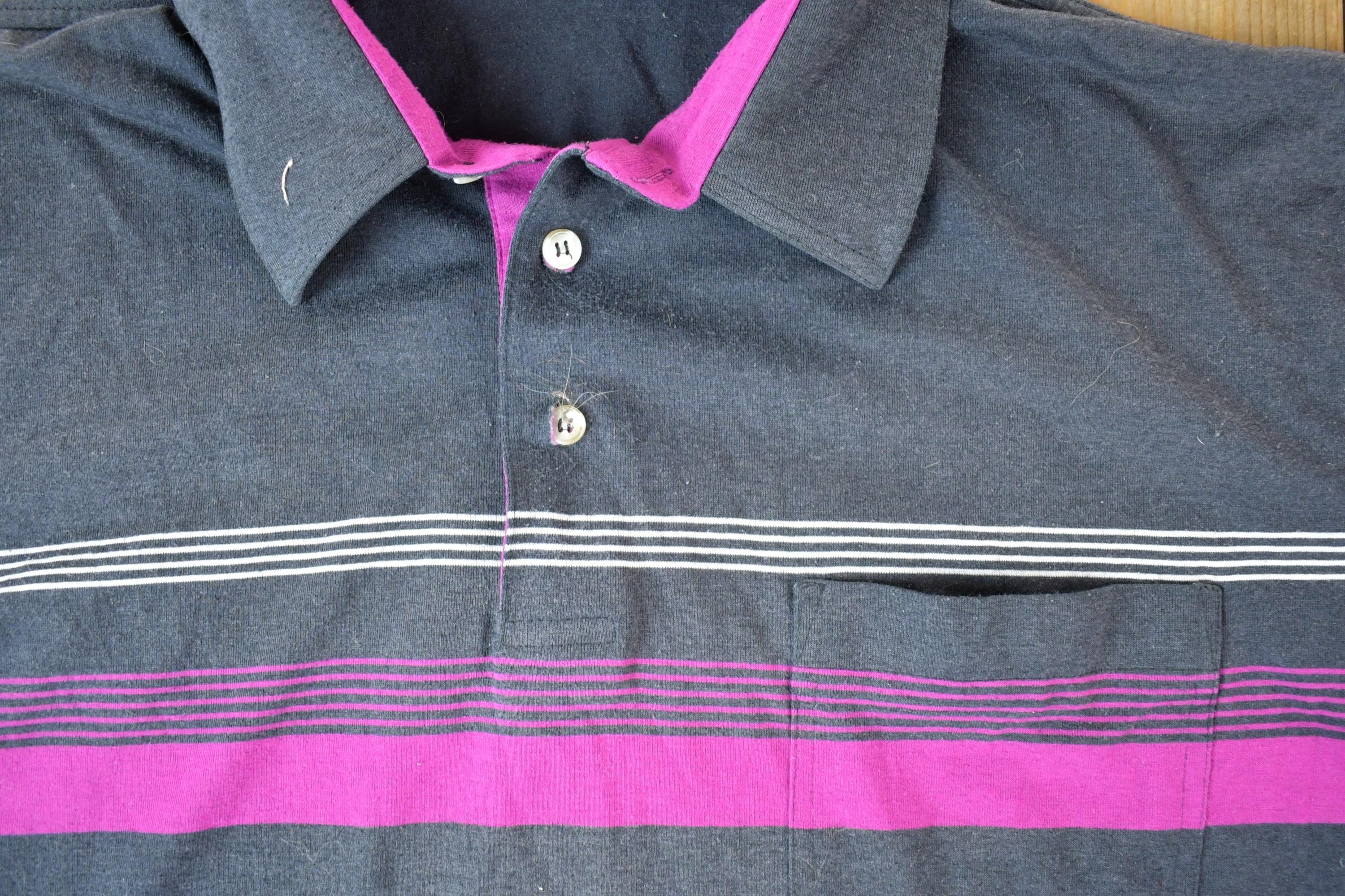 Vintage 1990s Paolo Conti Striped Quarter Button Polo Shirt Mens XL / Vintage Quarter Button Up Polo / Preppy Button Up / Vintage Shirt