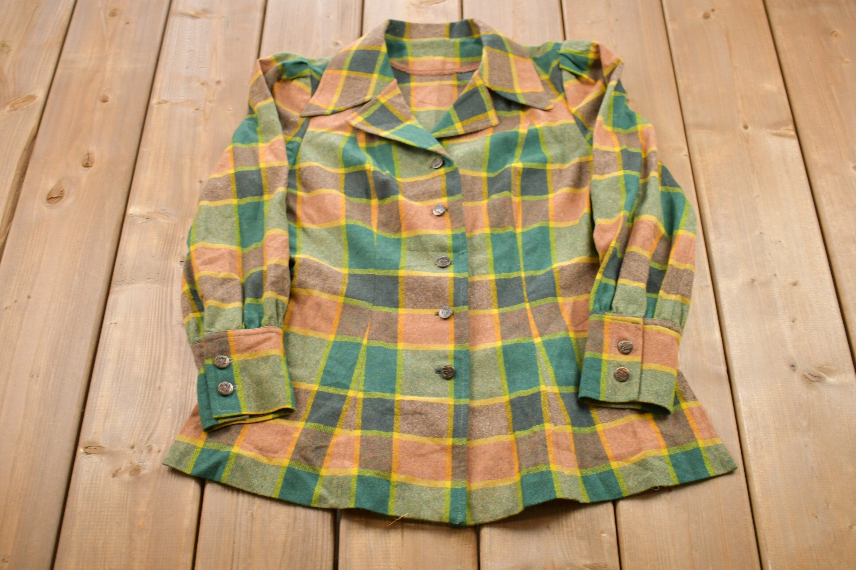 Vintage 1970s Plaid Button Up Shirt