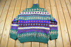 Vintage 1980s Handmade in Ecuador Wool Knit Sweater Men's XL