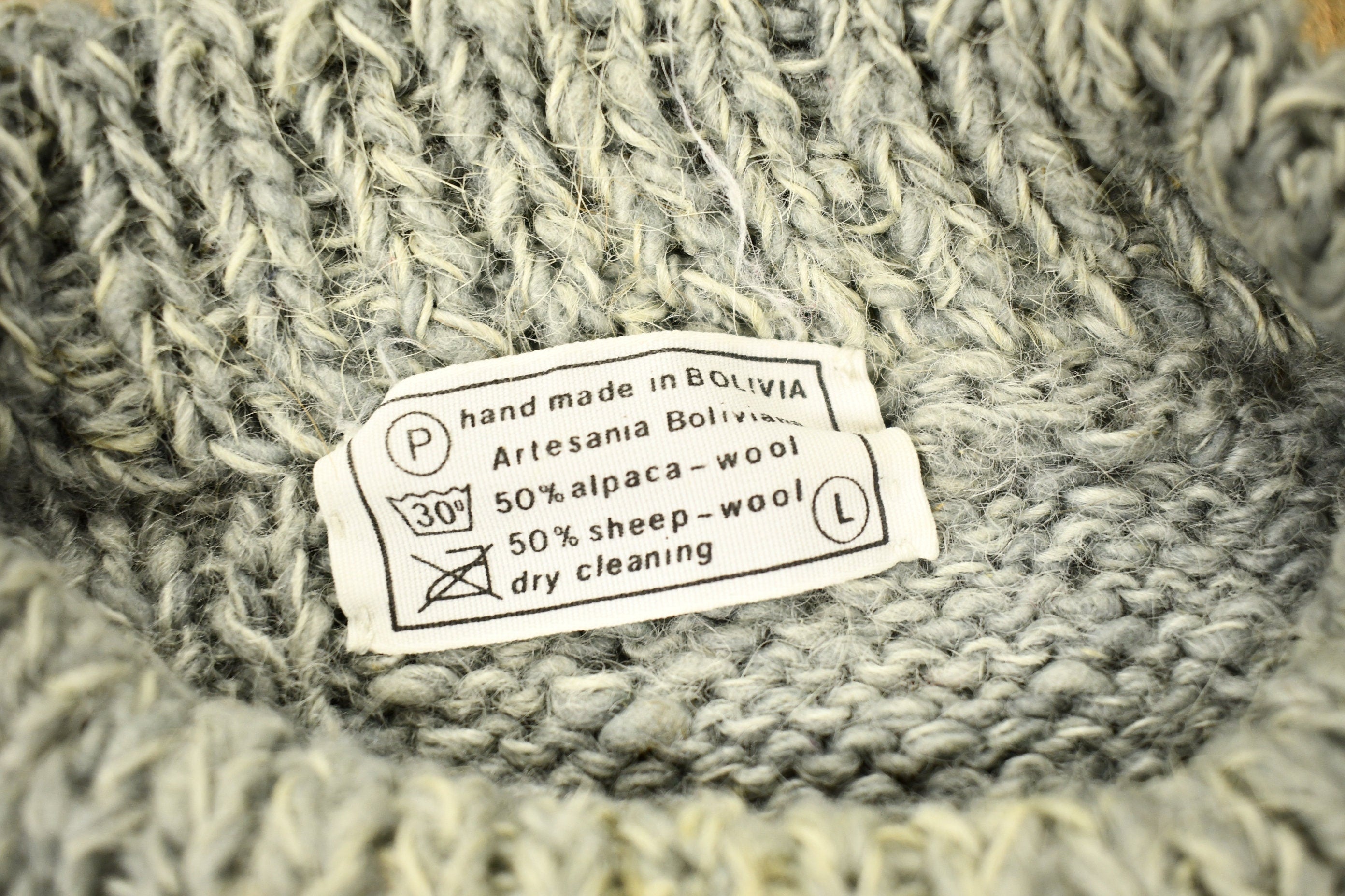Vintage 1990s Hand Made Wool 3D Cable Knit Crewneck Sweater