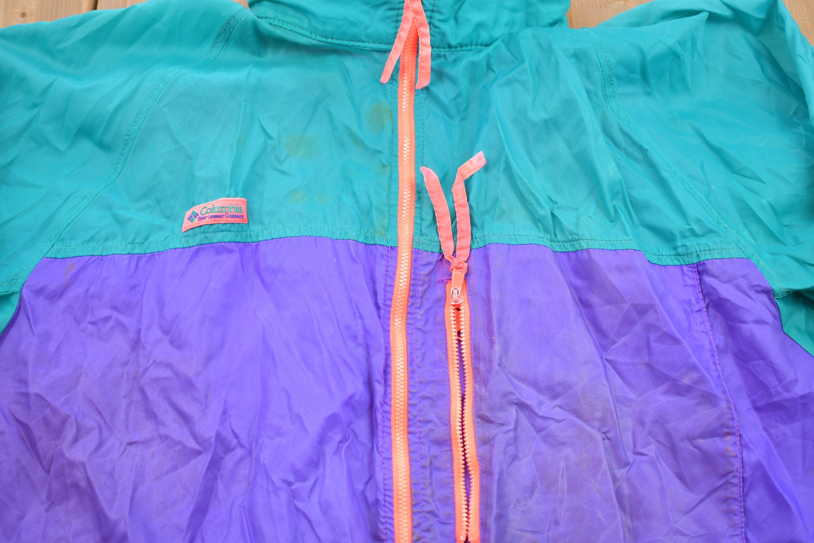Vintage 1990s Columbia Color Block Windbreaker Jacket