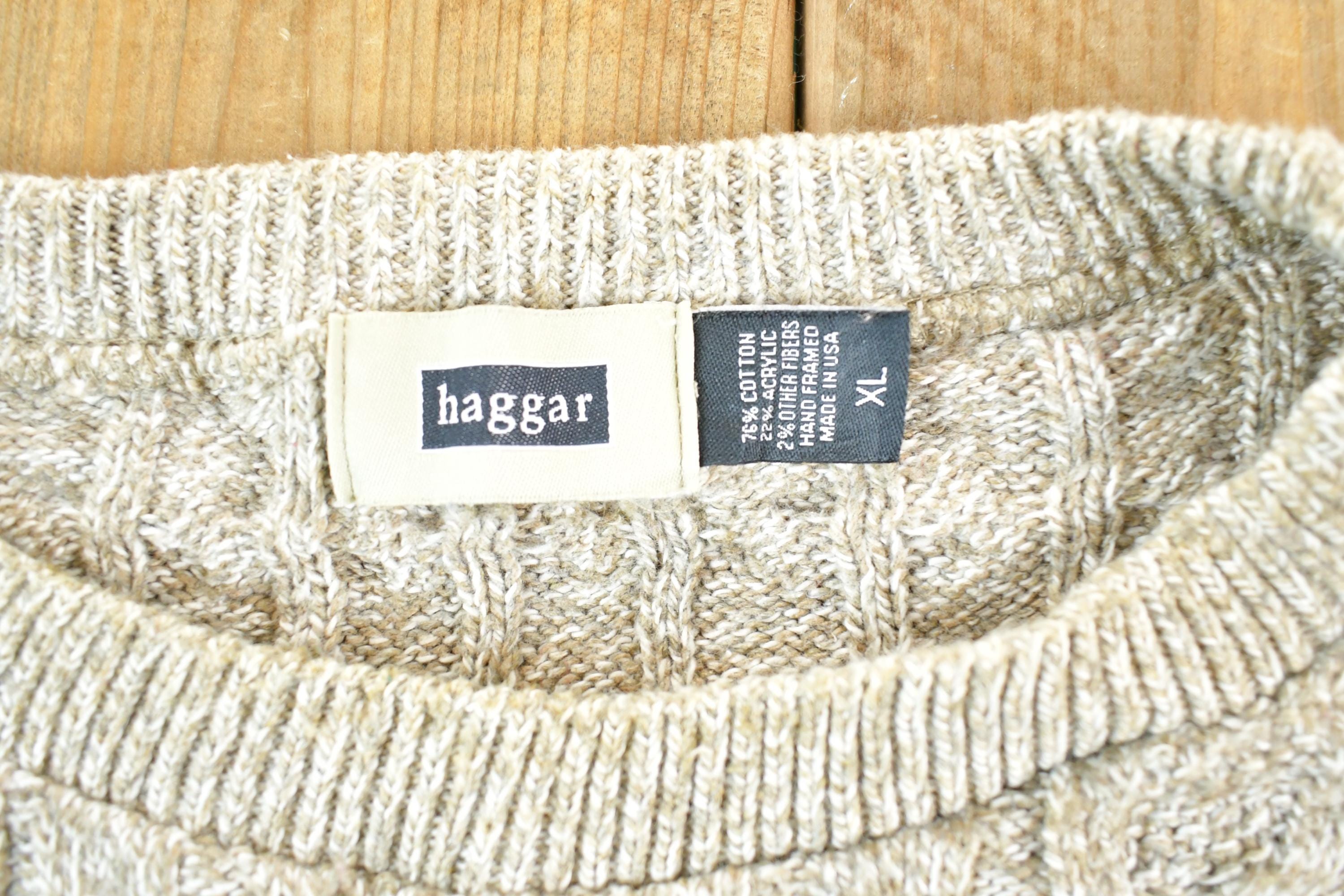 Vintage 1990s Haggar Knit Abstract Pattern Crewneck Sweater Mens XL