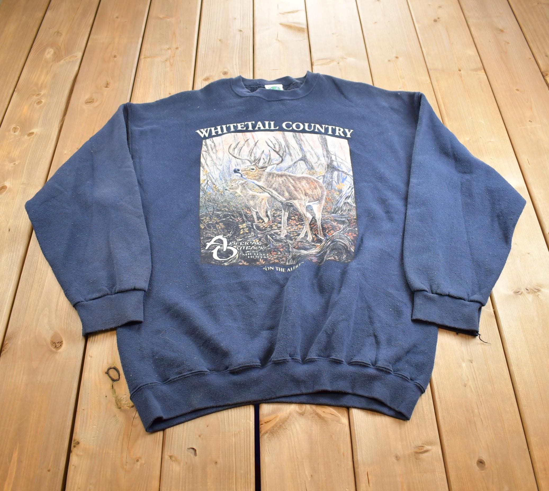 Vintage 1990s Whitetail Country American Outback Outdoorsman Sweatshirt Made In USA