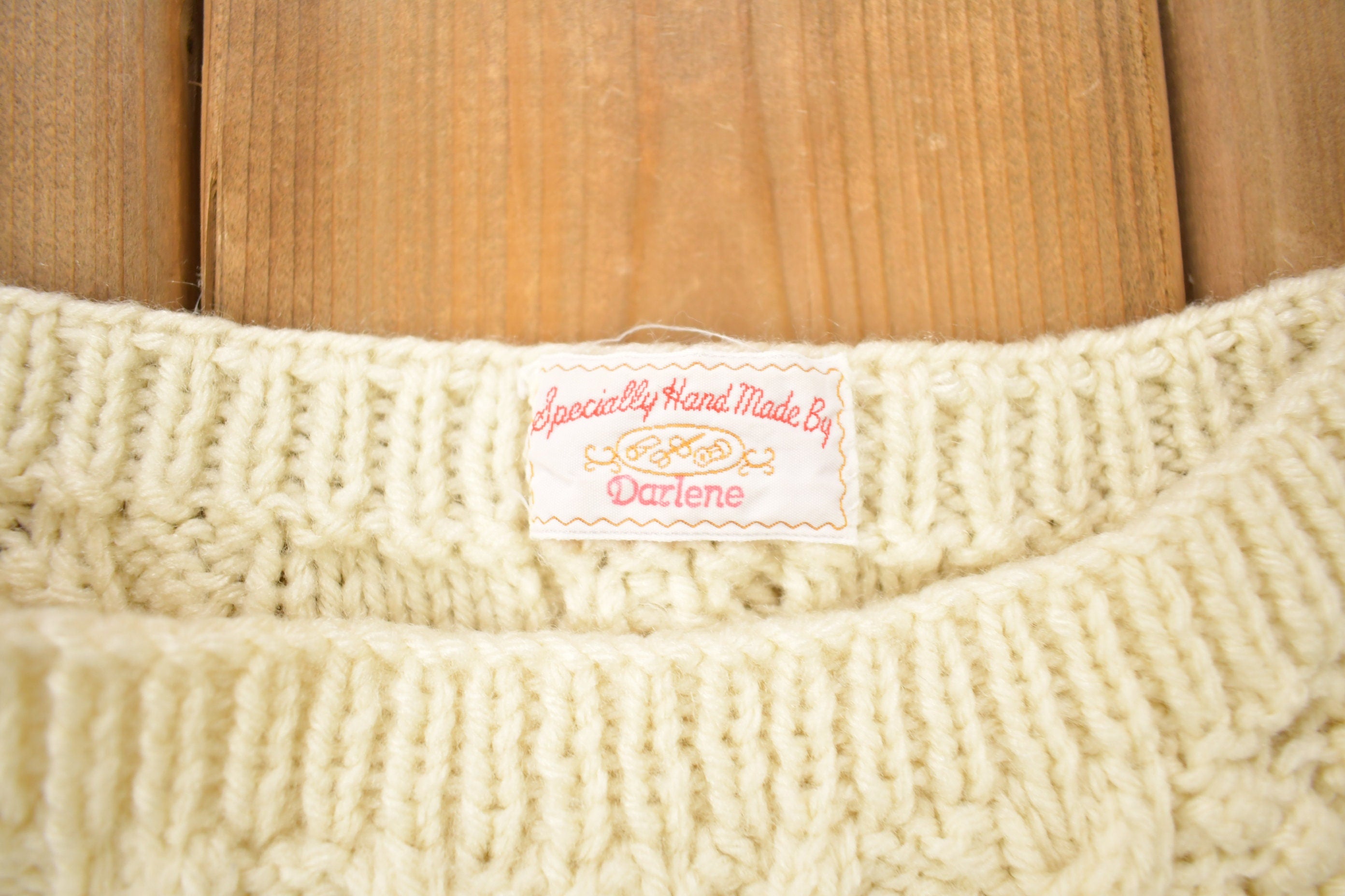 Vintage 1980s Specially Hand Made By Darlene Cable Knit Crewneck Sweater