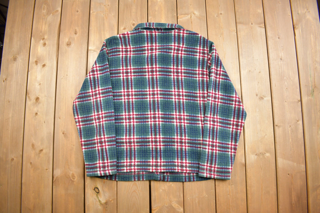 Vintage 1990s Plaid Fleece Button Up Shirt