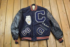 Vintage 1986 Canat H.S State Playoffs Leather & Wool Varsity 88 Captain Jacket Made In USA