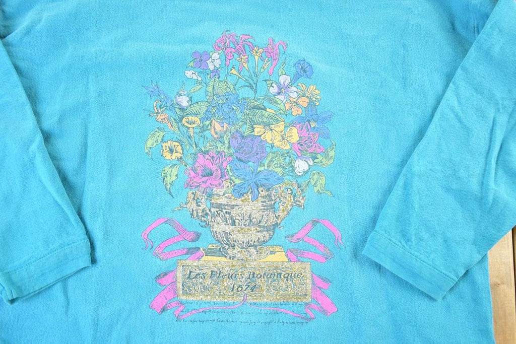Vintage 1990s French Flowers Crewneck Sweatshirt Womens XL