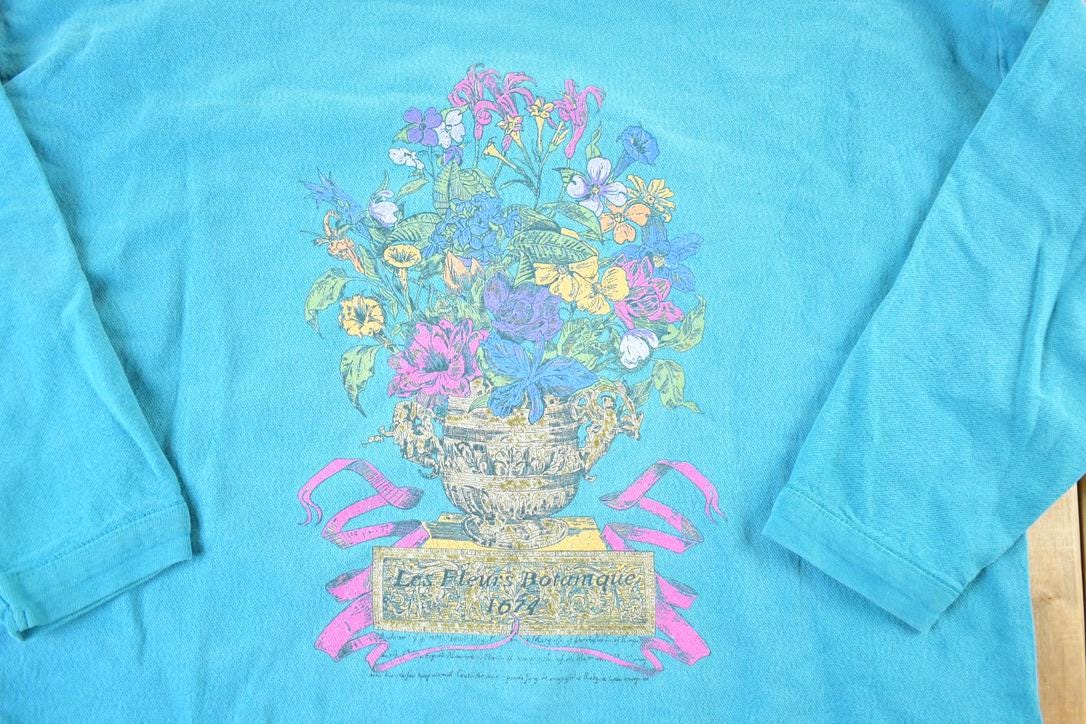 Vintage 1990s French Flowers Crewneck Sweatshirt Womens XL