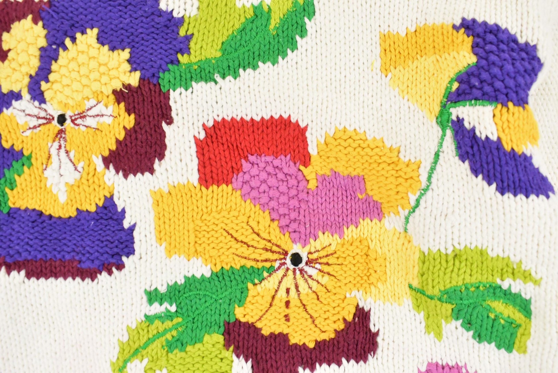 Vintage 1990s Alibi Knit Floral Sweater Women's Medium / Vintage 90s Crewneck / Floral Pattern Sweater / Pullover Sweatshirt