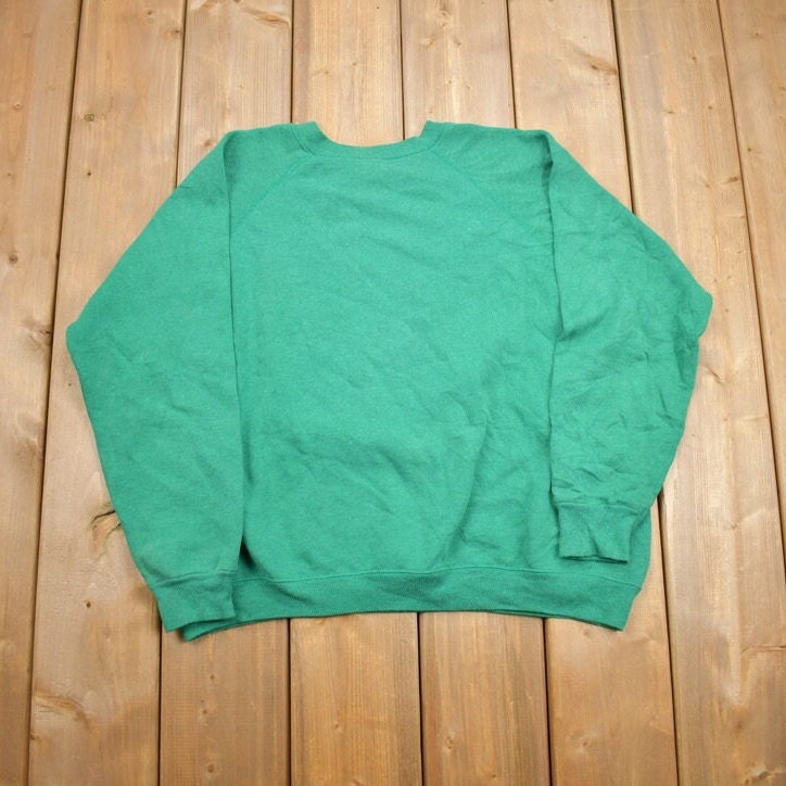 Vintage 1990s Hanes Blank Green Crewneck Sweatshirt