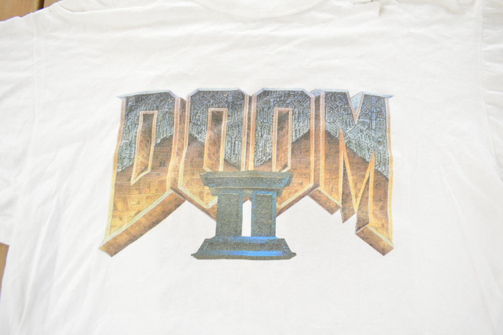 Vintage 1997 Doom II Hell On Earth PC Video Game Promo T-Shirt