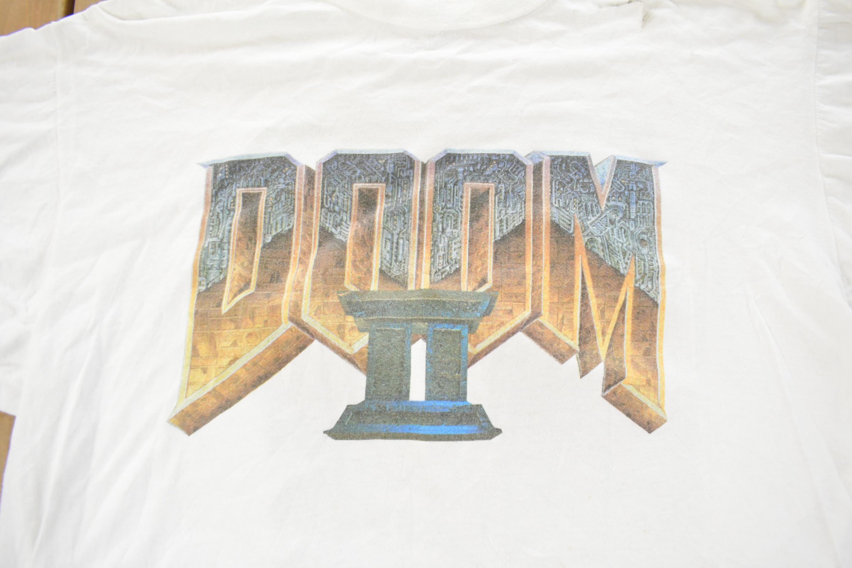 Vintage 1997 Doom II Hell On Earth PC Video Game Promo T-Shirt
