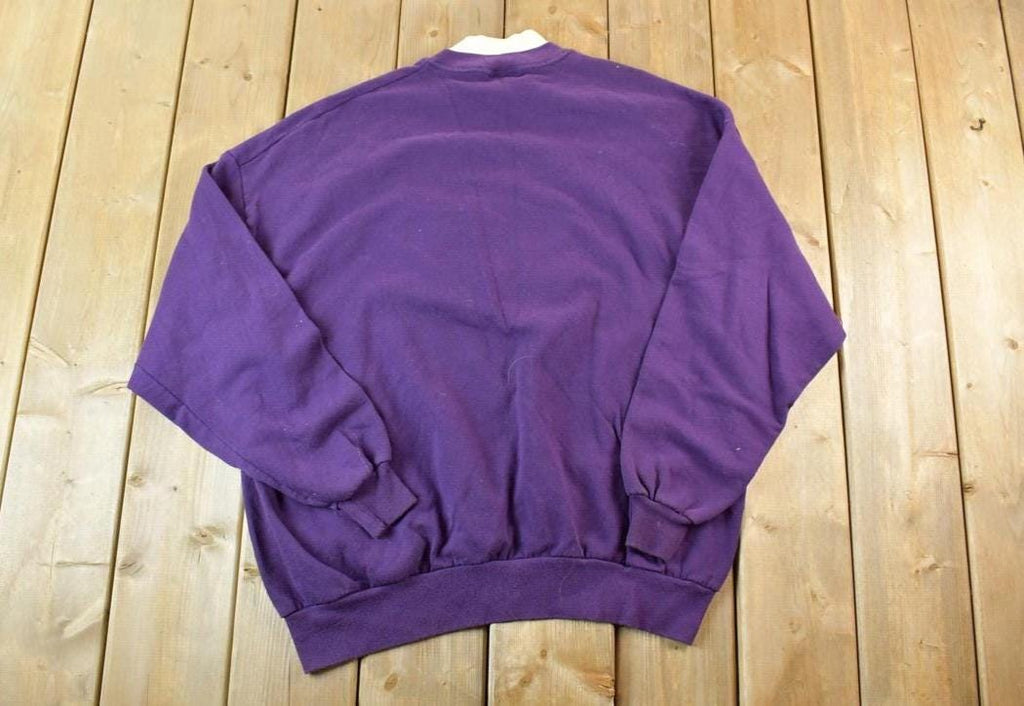 Vintage 1990s Minnesota Cute Embroidered M Double Collar Crew Neck Sweater