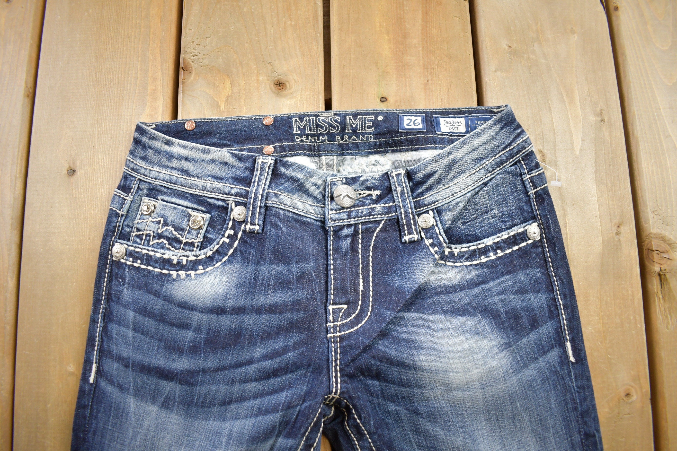 Vintage Y2K Miss Me Bedazzled Low Rise Jeans Size 26x33
