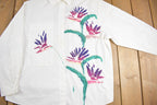 Vintage 1990s Hand Painted Floral Button Up Shirt
