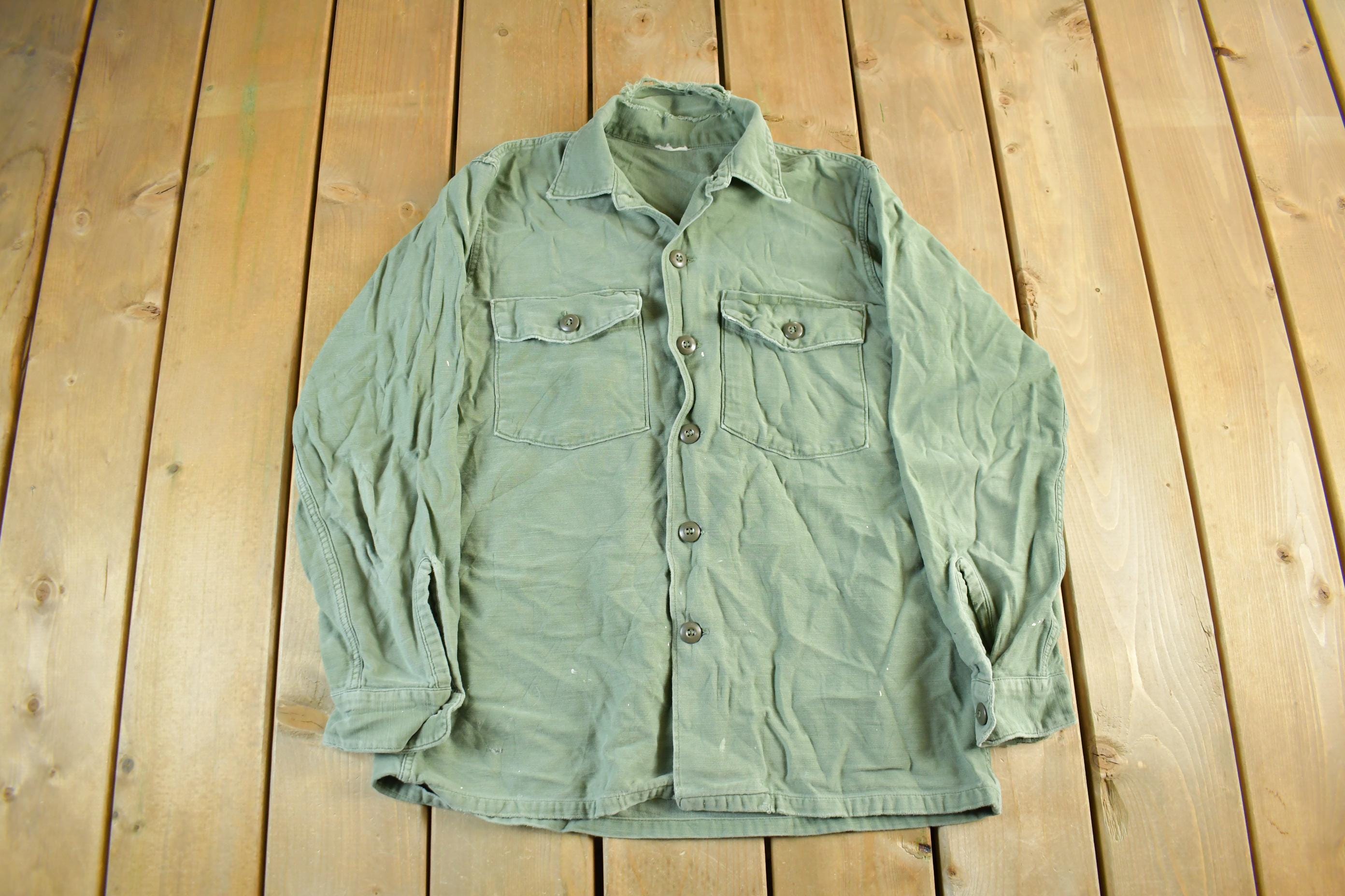Vintage 1960s OG-107 Military Sateen Shirt Men's M-L