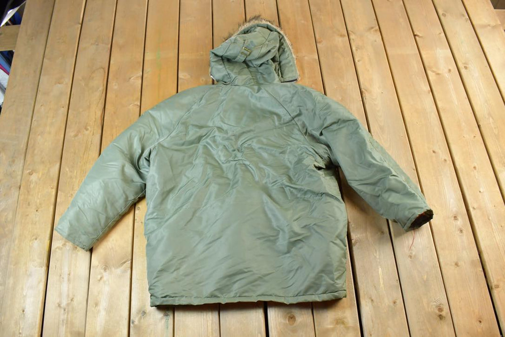 Vintage 1990s Goose Down Army Green Puffer Jacket