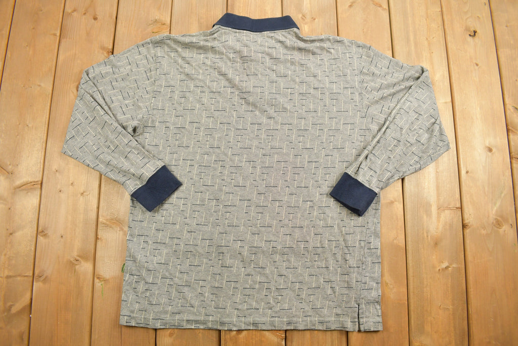 Vintage 1990s Knightsbridge Quarter Button Up Shirt / 1990's Button Up / Vintage Sweater / Casual Wear / Golf Shirt / Pattern Button Up