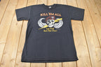 Vintage 1986 Military Skull Graphic Single Stitch T-Shirt Made In USA Size L