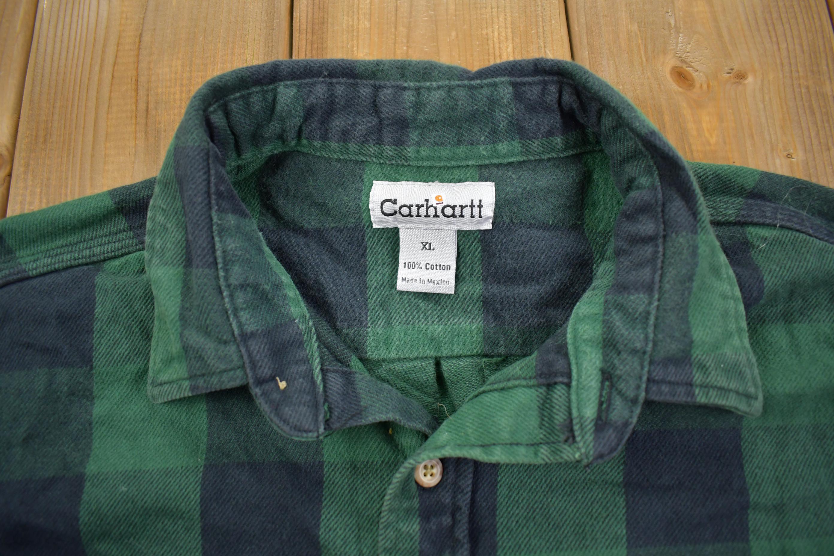 Vintage Y2K Carhartt Plaid Flannel Button Up Shirt - XL