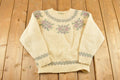 Vintage 1990s LL Bean Wool Knit Crewneck Sweater Women's S / 90's Abstract Pattern 3D Knitted Sweatshirt