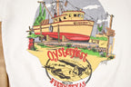 Vintage 1990s Fulton Oysterfest Cartoon Tug Boats FAB Graphic Print Crewneck Sweatshirt Mens S