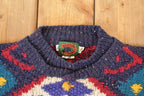 Vintage 1980s Boston Traders Abstract Wool Knit Crewneck Sweater Men's L
