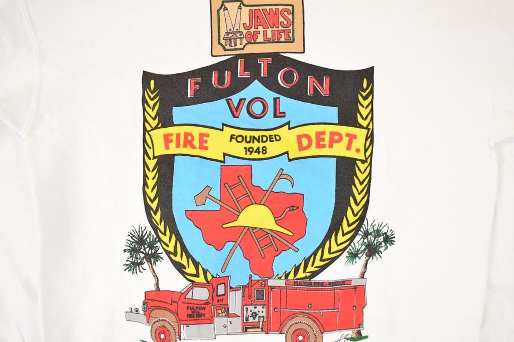 Vintage 1990s Fulton Oysterfest Cartoon Tug Boats FAB Graphic Print Crewneck Sweatshirt Mens S