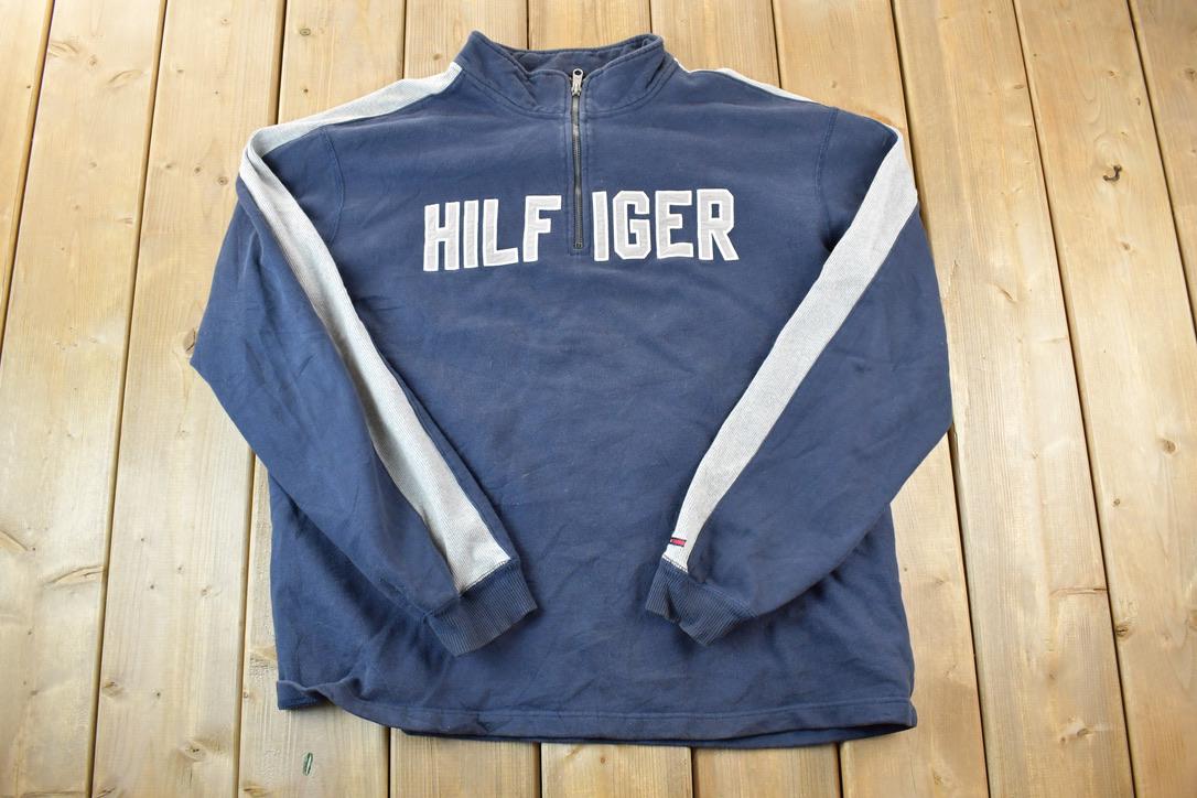 Vintage 1990s Tommy Hilfiger Quarter Button Crewneck Sweatshirt