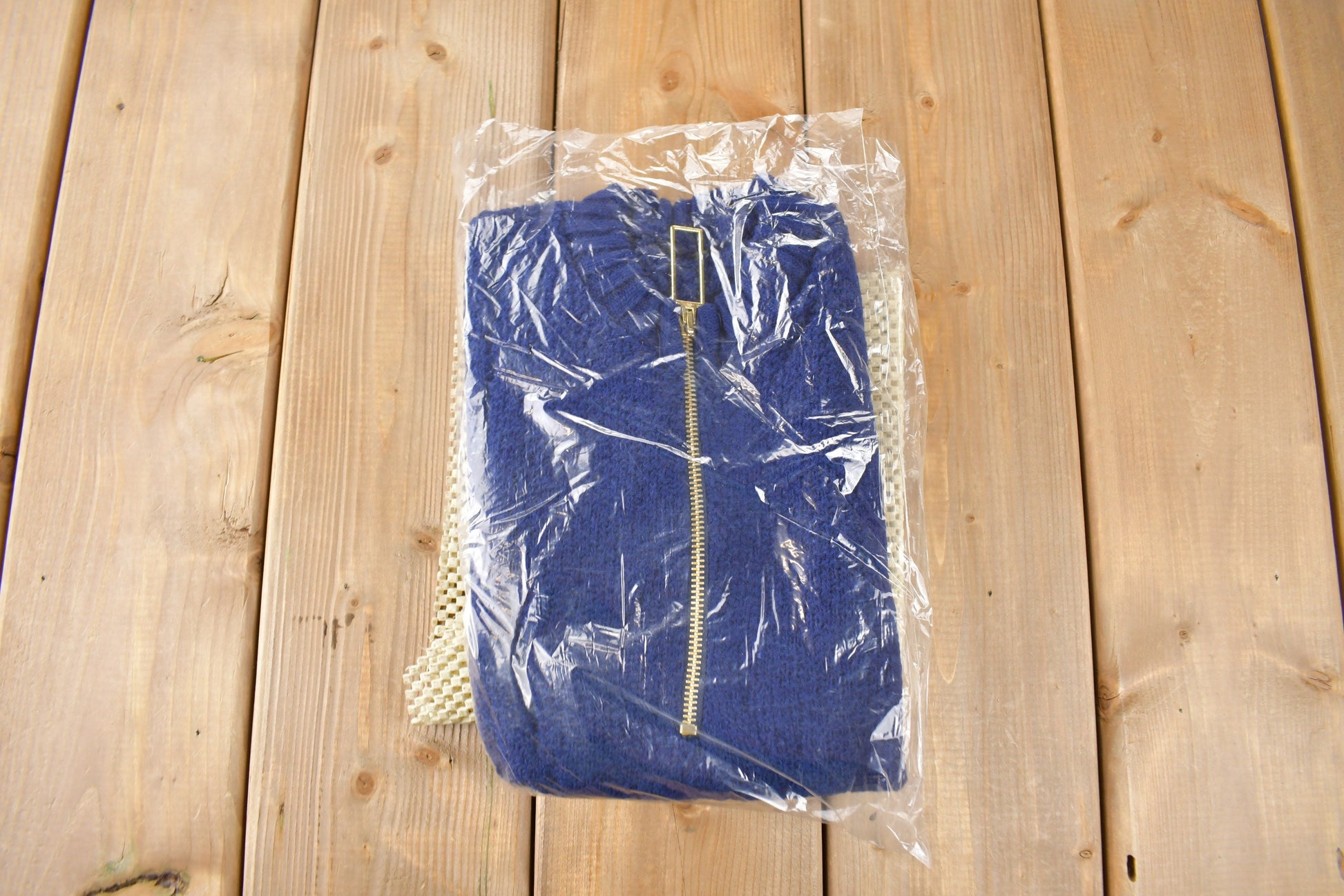 True Vintage 1960s Deadstock Miss Scotch English Short Sleeve Quarter Zip Knit Acrylic Sweater