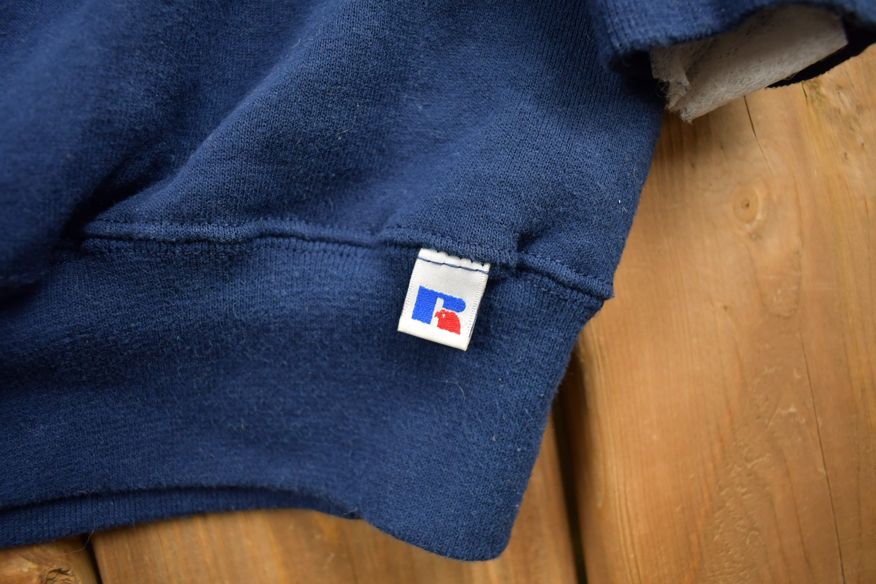 Vintage 1990s Navy Blue Russell Athletics Blank Crewneck Sweatshirt