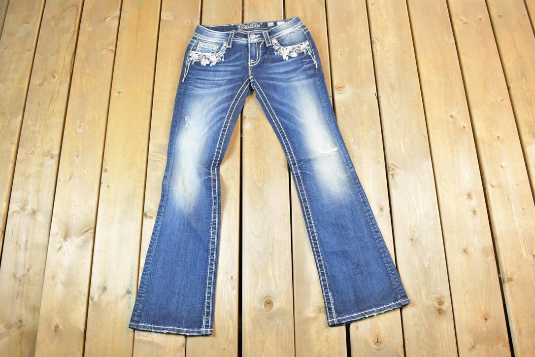 Vintage Y2K Miss Me Bedazzled Low Rise Jeans Size 26x31
