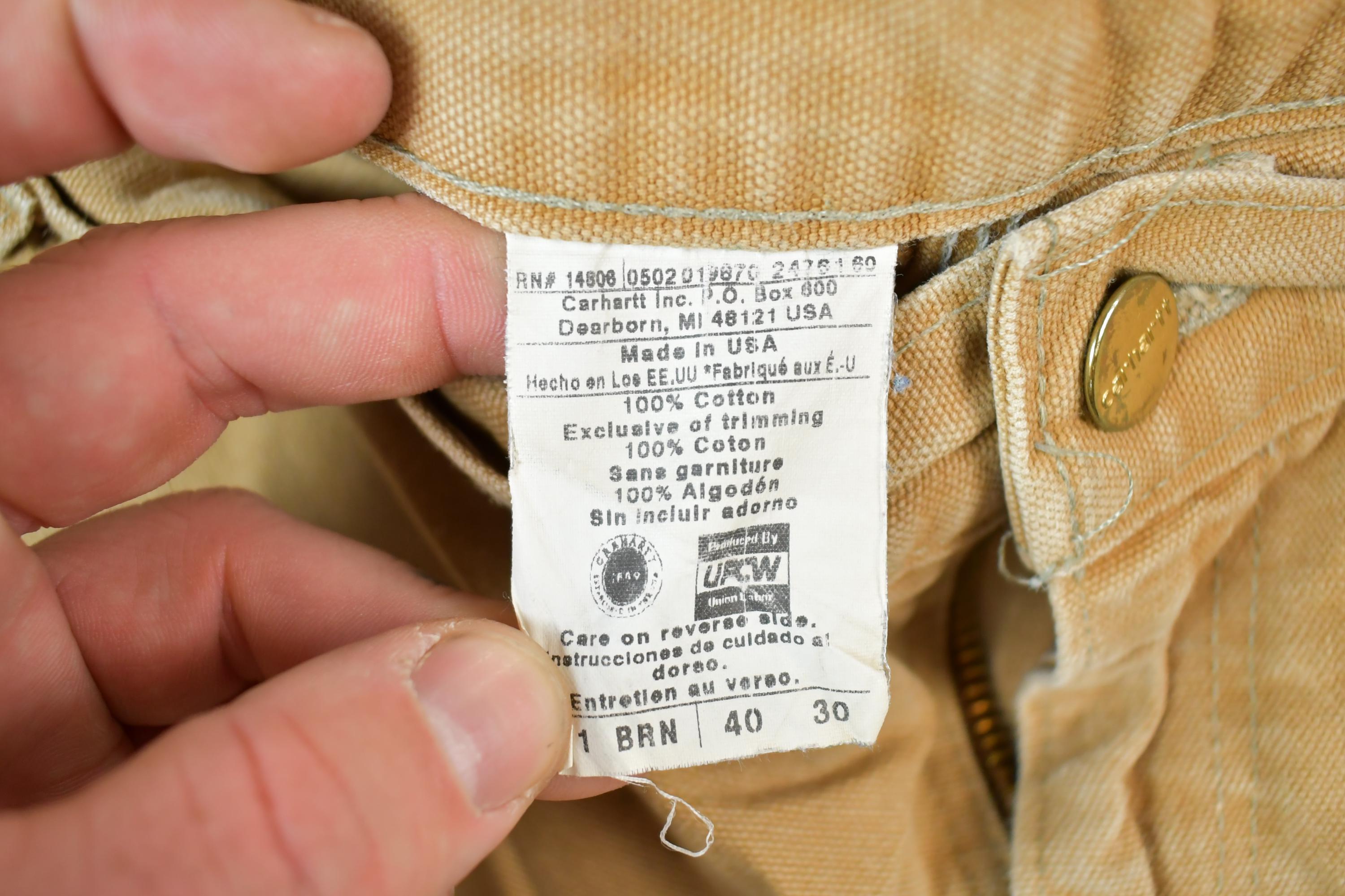 Vintage 1990s Tan Carhartt Double Knee Denim Work Jeans Size