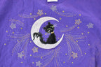 Vintage 1990s Witchy Black Moon Cat Double Collar Crewneck Sweatshirt Men's M