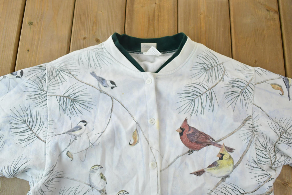 Vintage 1990s Crazy Bird Button Up Double Collar Crewneck