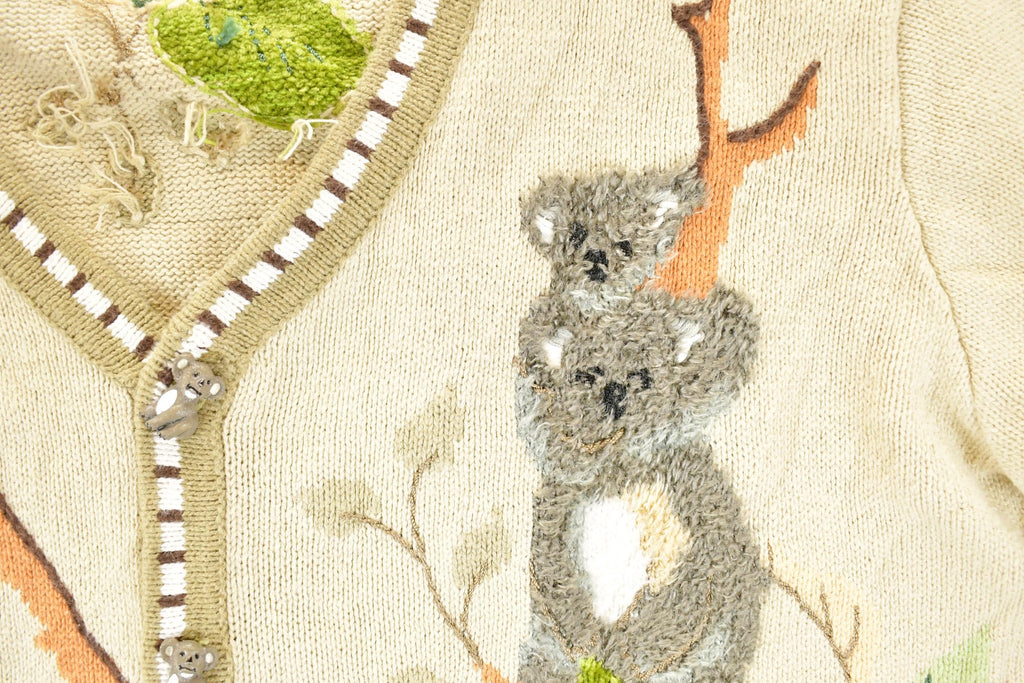 Vintage 1990s Storybook Knits Embroidered Koala Cardigan Sweater Women's XL