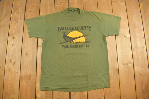 Vintage 1990s Funny Rooster Graphic T-Shirt / Streetwear / North Dakota / Single Stitch / Made In USA / 90s Graphic Tee / Travel Shirt