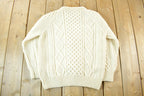Vintage 1980s John Molloy Irish Fisherman Ribbed Wool Knit Sweater Men's Small