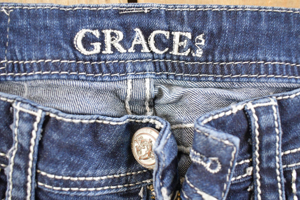 Vintage Deadstock Y2K Grace LA Bedazzled Low Rise Jeans Women's Size 27 x 31
