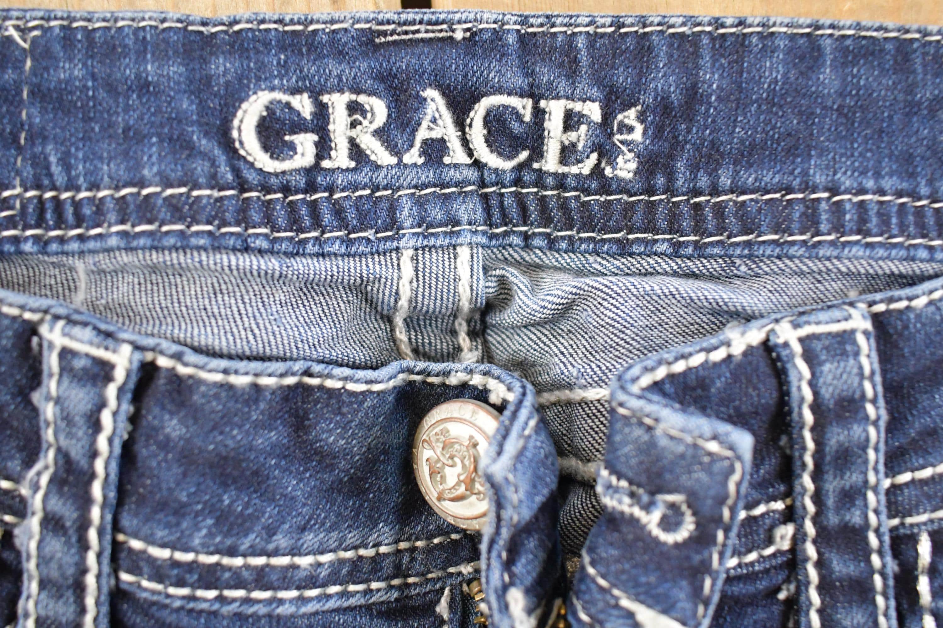 Vintage Deadstock Y2K Grace LA Bedazzled Low Rise Jeans Women's Size 27 x 31