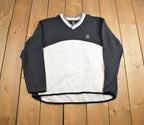 Vintage 1990s Nike Embroidered Mini Swoosh V-Neck Sweatshirt