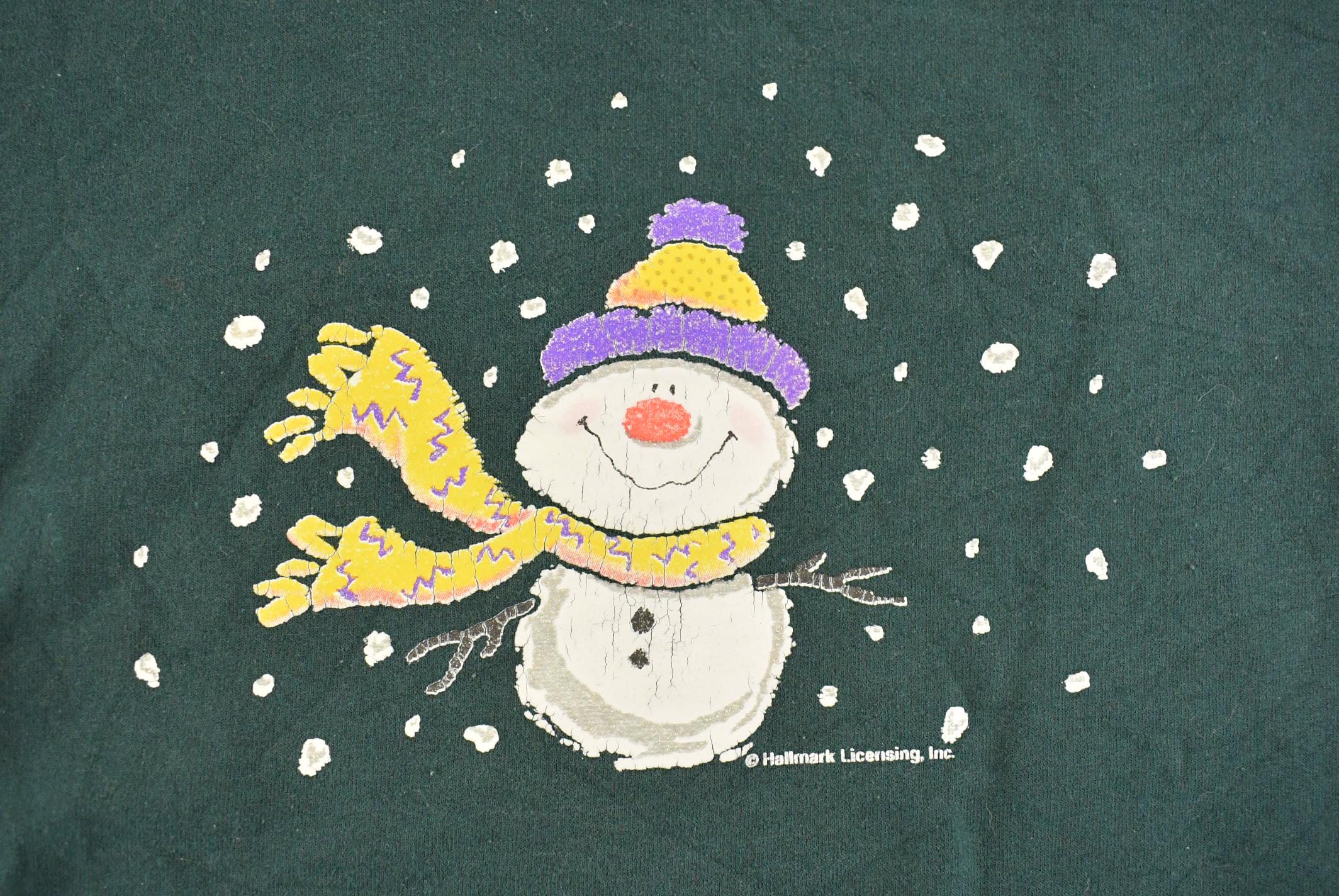 Vintage 1990s Morning Sun Snowman Graphic Christmas Crewneck Sweatshirt Women's XL / 90s Winter Crewneck / Double Collar