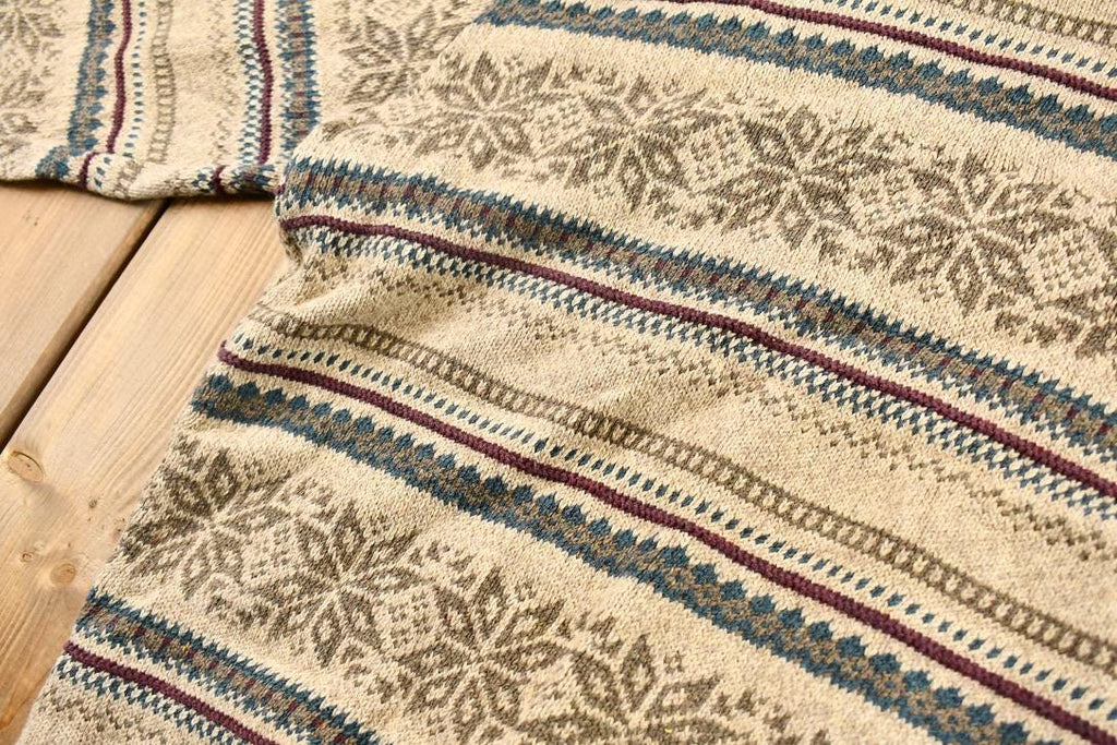 Vintage 1990s Falls Creek Striped Winter Pattern Knit Crewneck Sweater